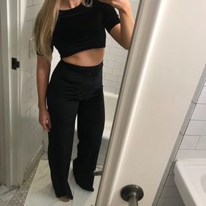 Nasty Gal 2 Piece Black Velour Set, Size S